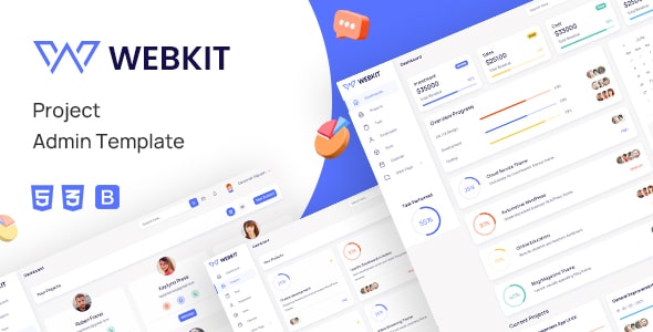 Free Admin Template HTML for Project Management | Webkit | Iqonic Design 13+ best free bootstrap admin templates 2021 13+ Best Free Bootstrap Admin Templates 2021 webpro small preview min