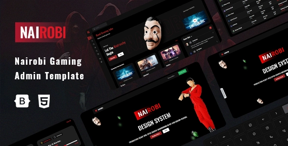 Free Bootstrap 5 Gaming Admin Dashboard inspired by Money Heist | Nairobi | Iqonic Design 12+ free bootstrap admin templates and dashboard ui kits for web developers 12+ Free Bootstrap Admin Templates and Dashboard UI Kits for Web Developers 01 nairobi dash small preview new