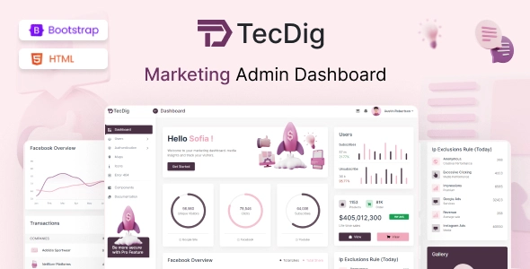 Free Admin Dashboard Template for Marketing | Tecdig | Iqonic Design 12+ free bootstrap admin templates and dashboard ui kits for web developers 12+ Free Bootstrap Admin Templates and Dashboard UI Kits for Web Developers TecDig new small preview