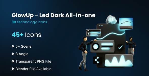 Premium 3D LED Dark Technology Pack | GlowUp Pro | Iqonic Design