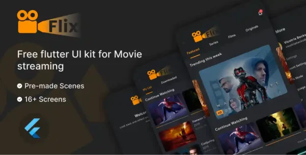 Movie Streaming Flutter UI Kit Free | Flix | Iqonic Design