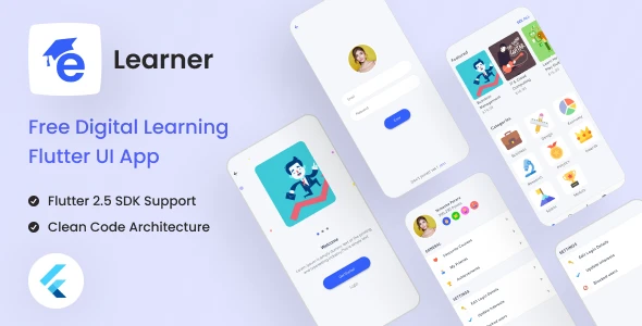 Digital Learning Flutter UI Kit Free | Learner | Iqonic Design Free Design Resources for UIUX Free Design Resources for UIUX 01 small preview learner app