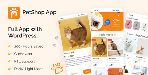 Flutter App with WordPress Backend | PetShop | Iqonic Design