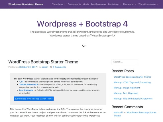 WP Bootstrap Starter 11 best free wordpress themes built with bootstrap (2021) 11 Best Free WordPress Themes Built With Bootstrap (2021) WP Bootstrap Starter1