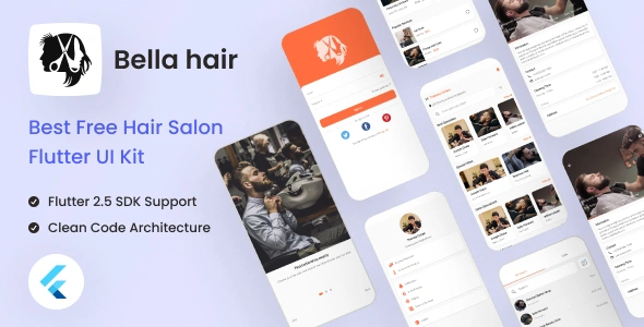 Best Free Hair Salon Flutter UI Kit | Bella Hair | Iqonic Design