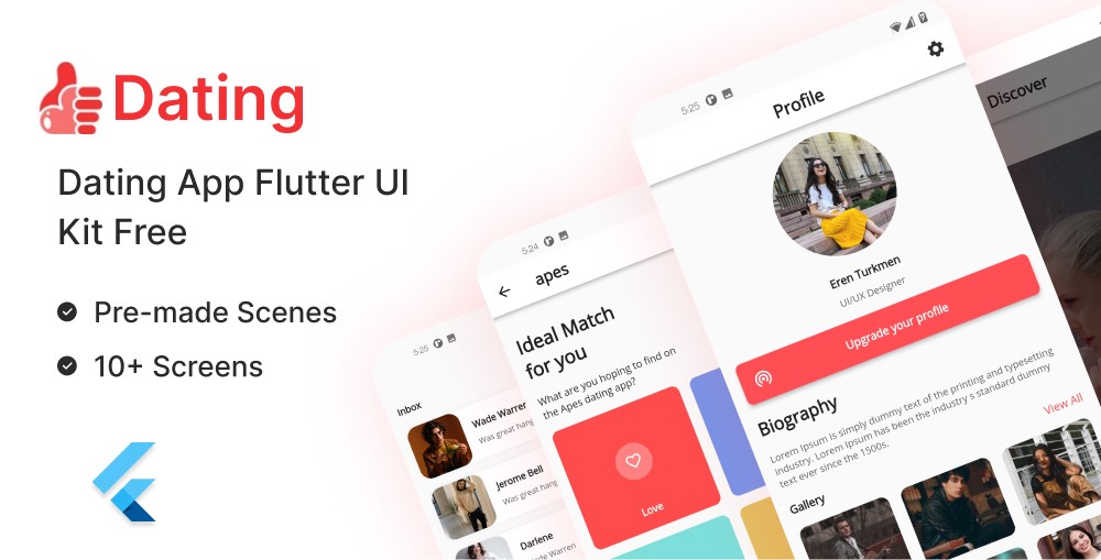 Top 12 Free Mobile UI Kit in 2021 Dating Small preview 1