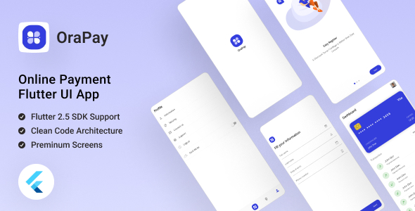 Flutter UI Kit Free for Payment App | OraPay Lite App | Iqonic Design Free Design Resources for UIUX Free Design Resources for UIUX 01 small preview Medium app 1