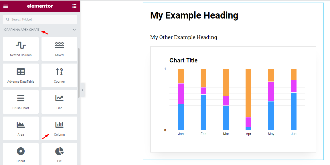 wordpress charts from firebase wordpress chart plugin stacked column chart The Secret Way to Create WordPress Charts from Firebase – Under 3 Mins Step 1 Select the column chart