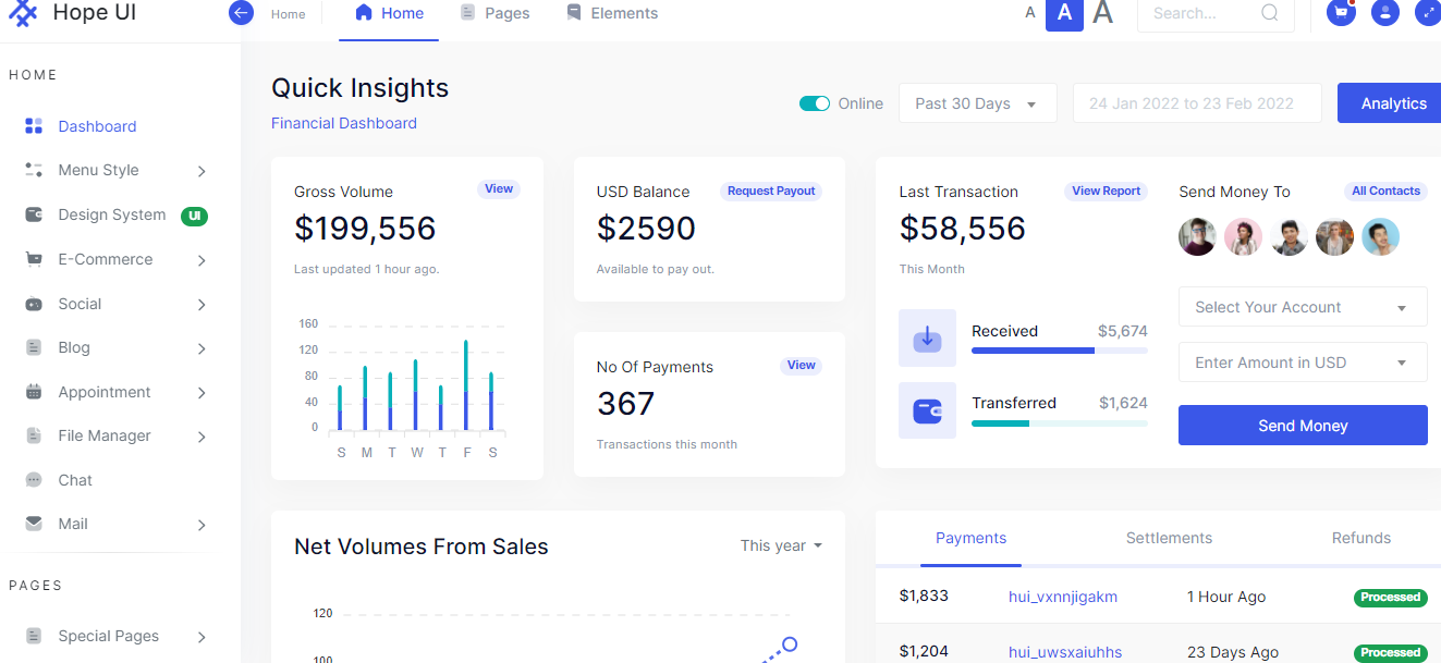 7 outstanding e-commerce admin panel templates that is perfect to marketers 7 Outstanding E-Commerce Admin Panel Templates That Is Perfect To Marketers Hope UI Pro admin dashboard 3
