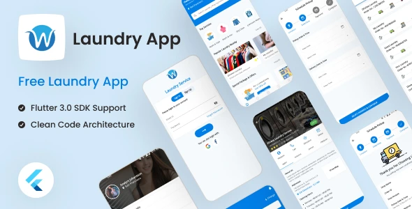 Flutter UI Kit Free for Laundry Service App | Laundry Service App | Iqonic Design