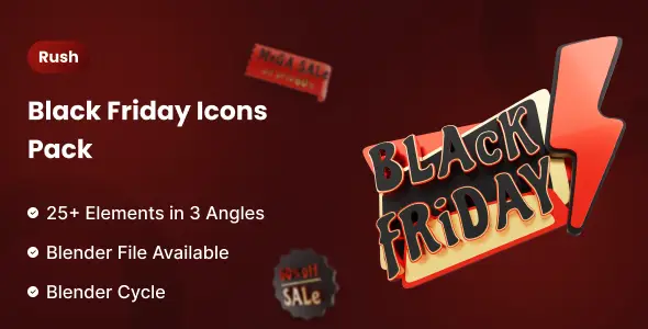 Black Friday 3D Illustrated Icons Pack | Rush | Iqonic Design