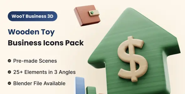 Wooden Toy Business 3D Icons Pack | WooT Business 3D | Iqonic Design
